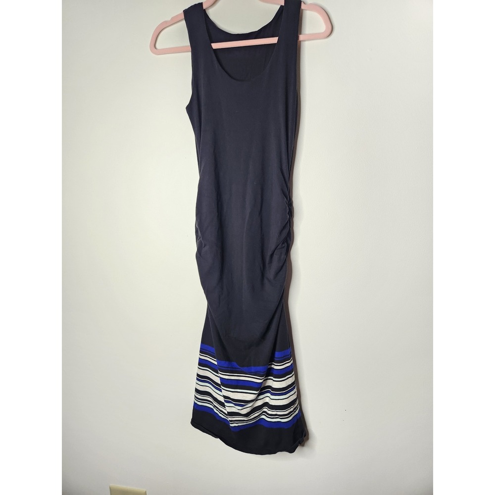 Athleta Comeback‎ Bodycon Side Ruched Tank Midi Dress Size XS Black Blue - Picture 5 of 10